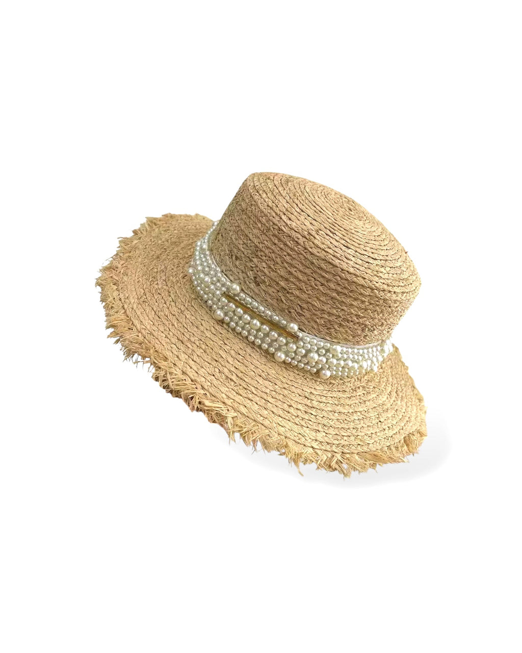 beige straw w/ pearls fadaro hat *pre-order*