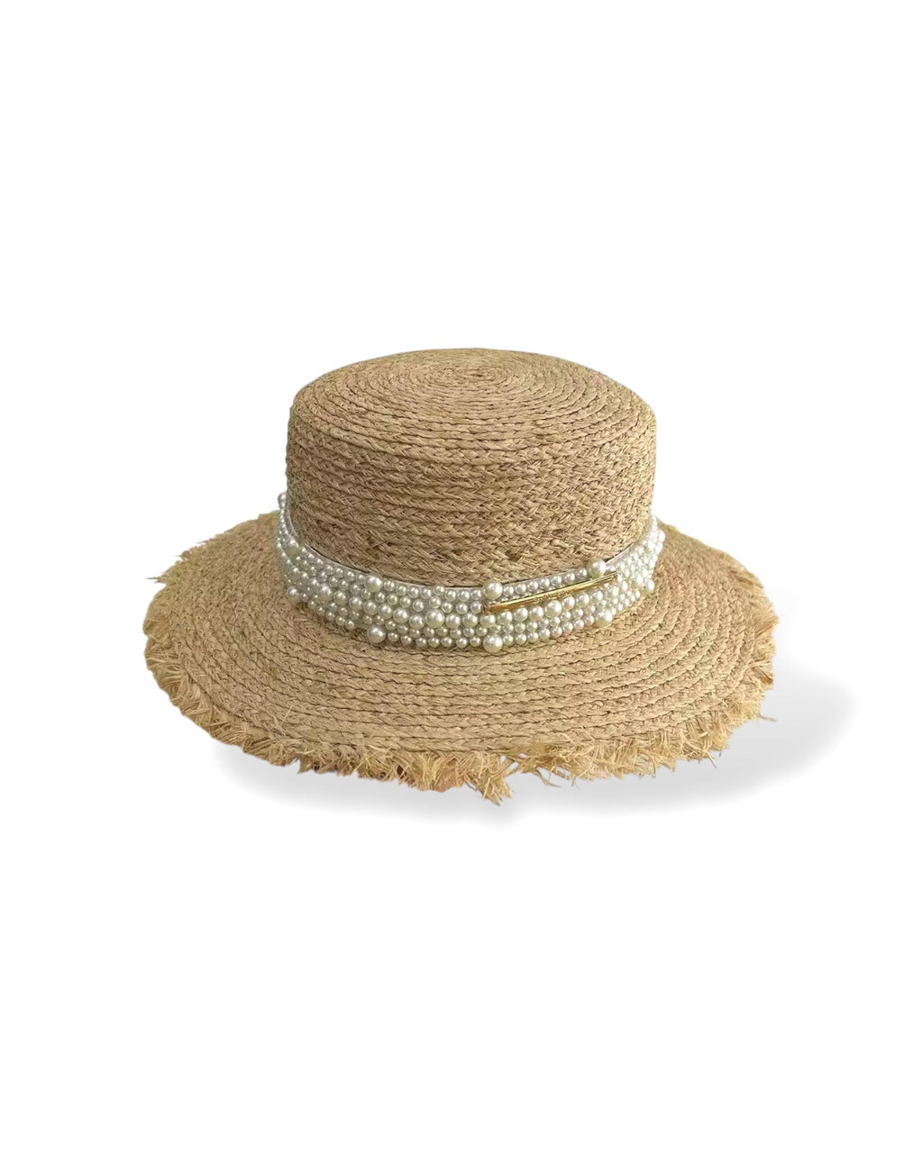 beige straw w/ pearls fadaro hat *pre-order*