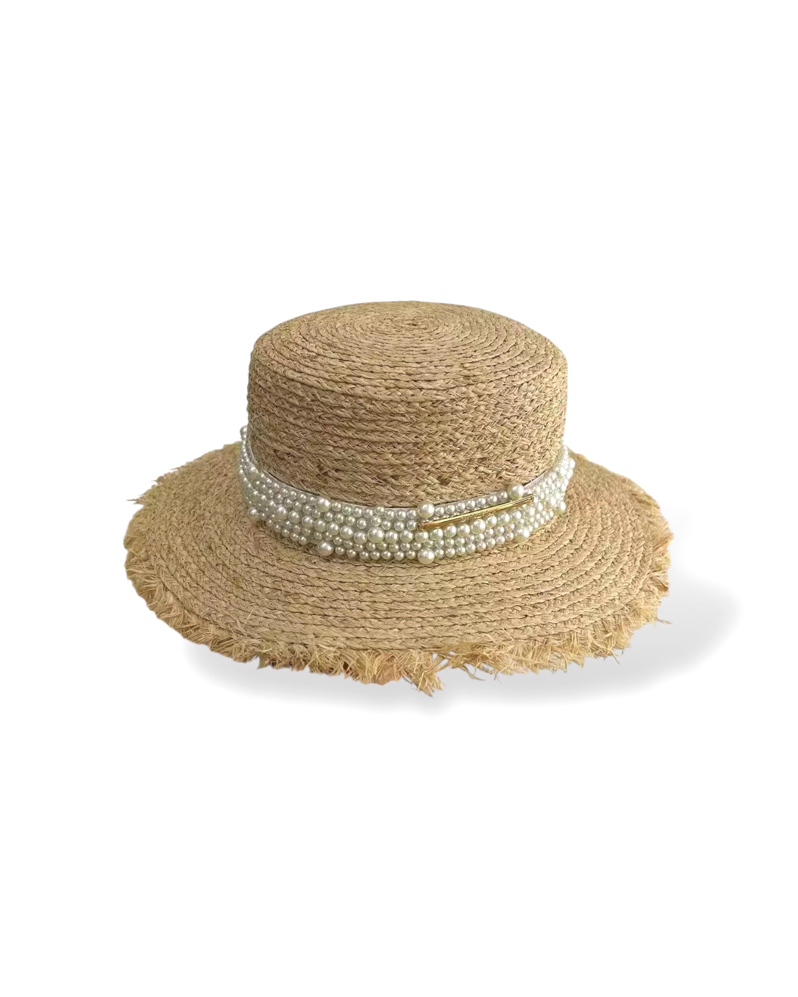 beige straw w/ pearls fadaro hat *pre-order*