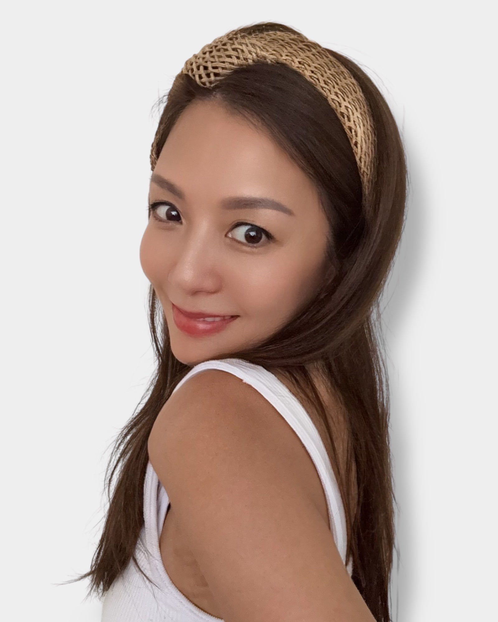 beige bow straw headband *pre-order*