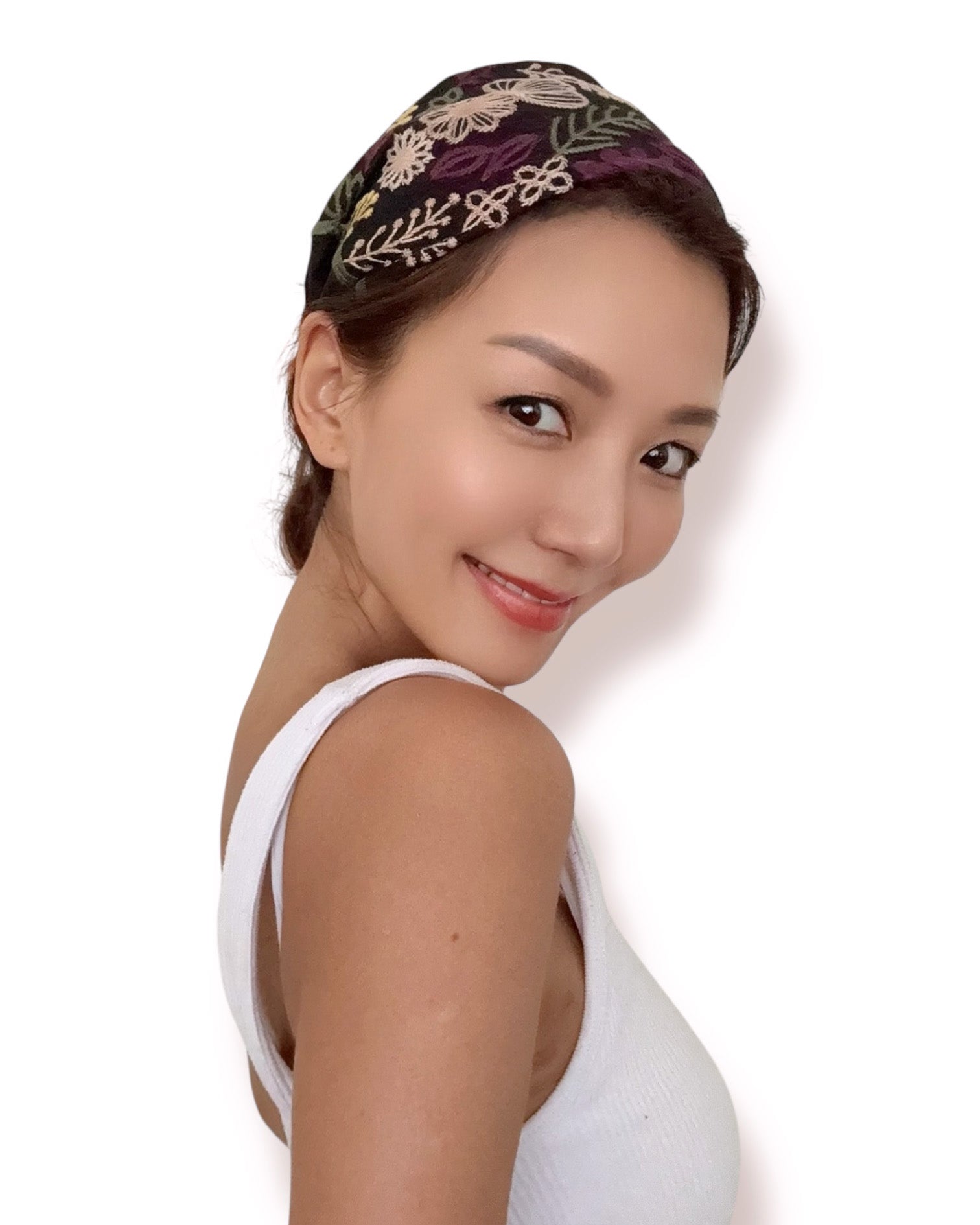 black embroidered wide headband *pre-order*