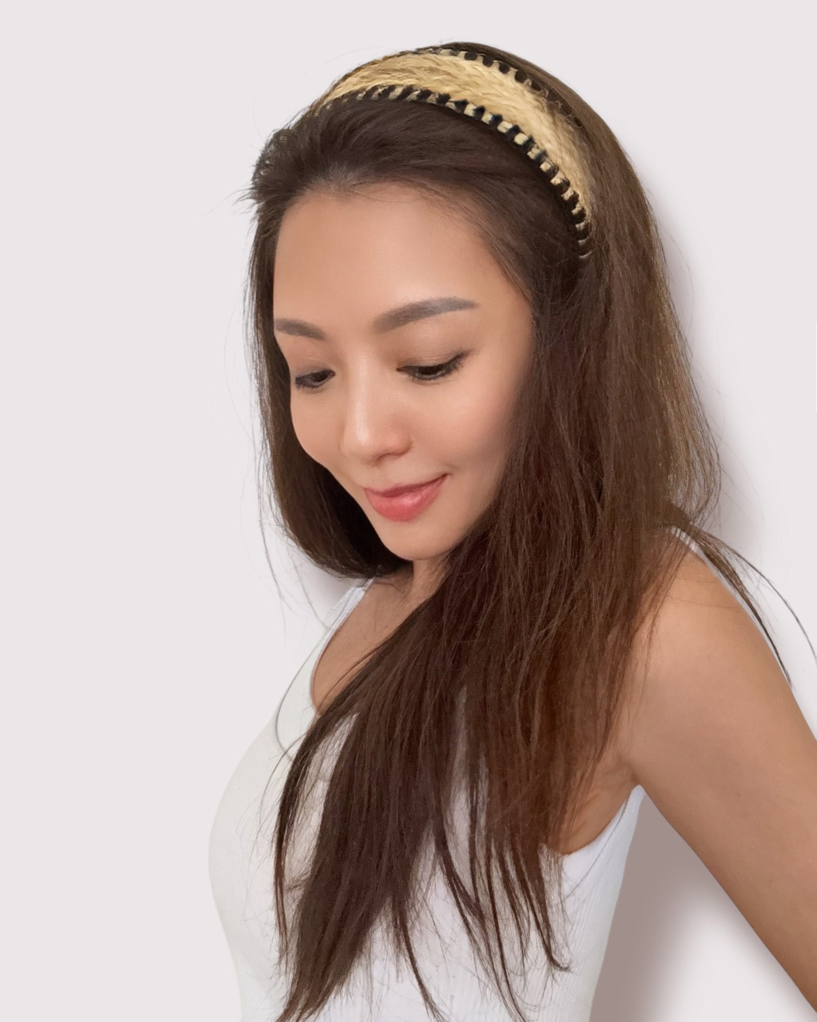 beige straw w/ black trim headband *pre-order*