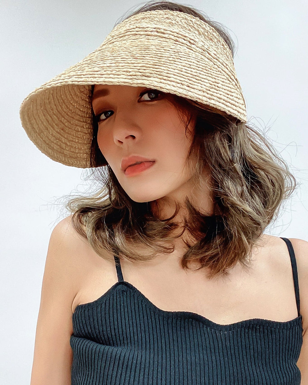 beige large straw visor hat *pre-order*