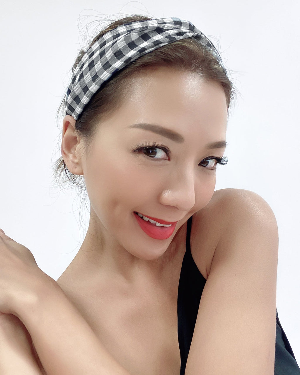 black gingham twisted fabric headband *pre-order*