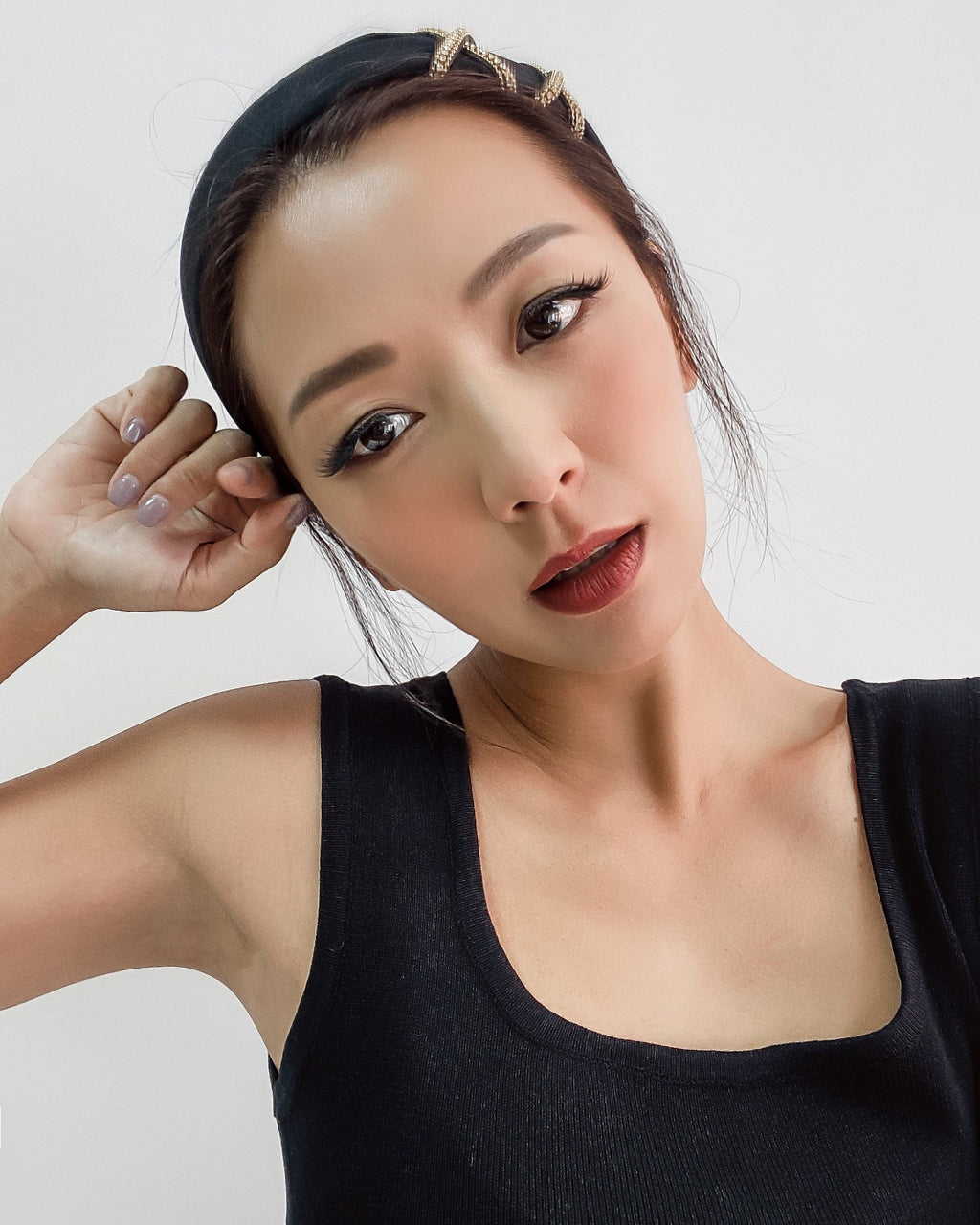 black fabric & gold diamond details headband *pre-order*