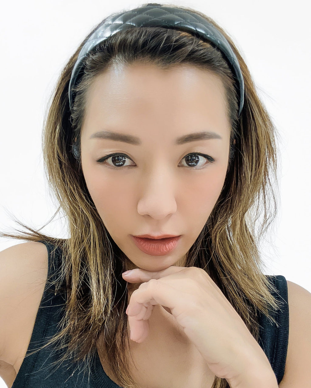 black quilted PU leather headband *pre-order*