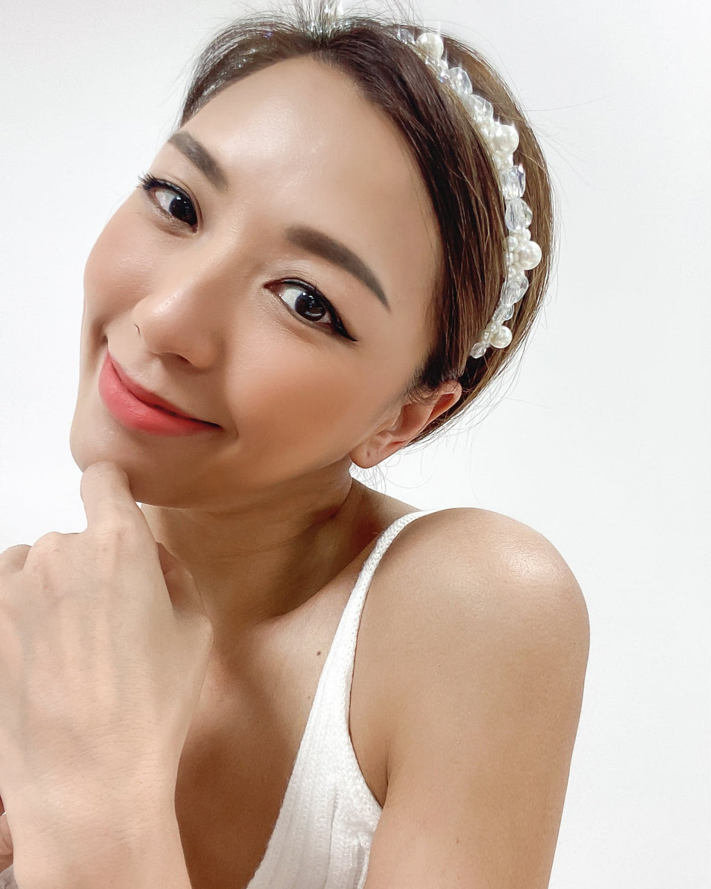 pearls & clear plastic headband