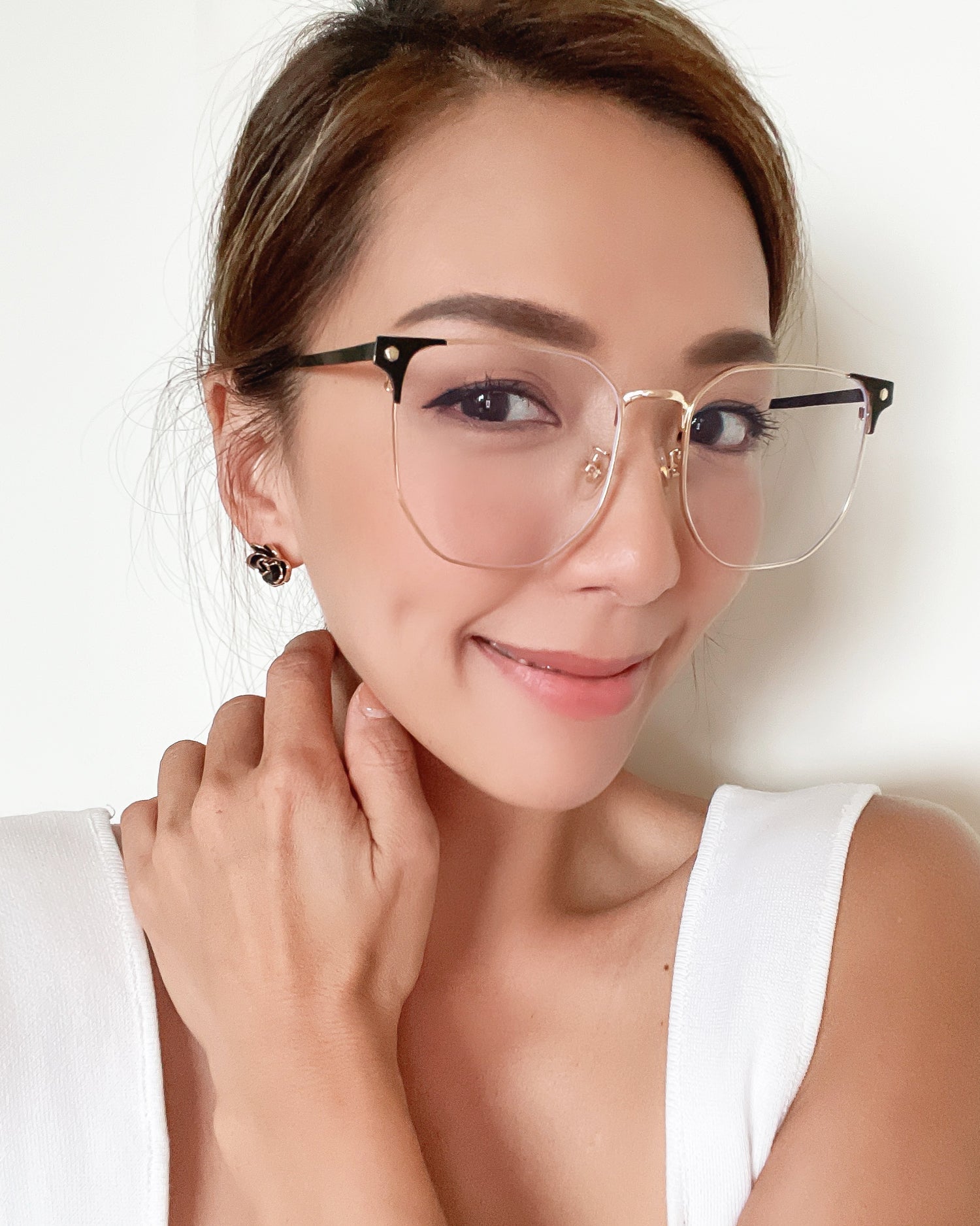 black & rose gold trim flower earrings *pre-order*