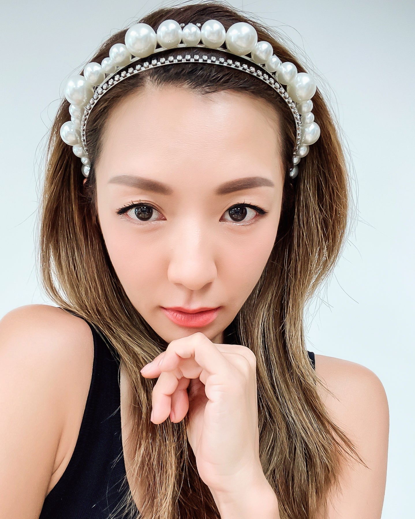 triple pearls & diamonds headband