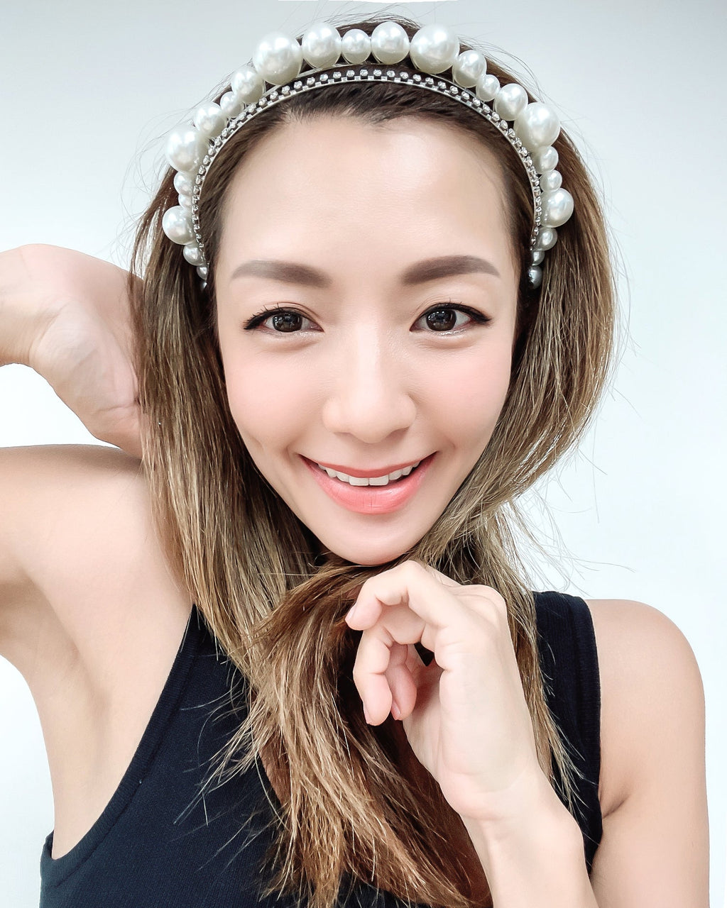 triple pearls & diamonds headband