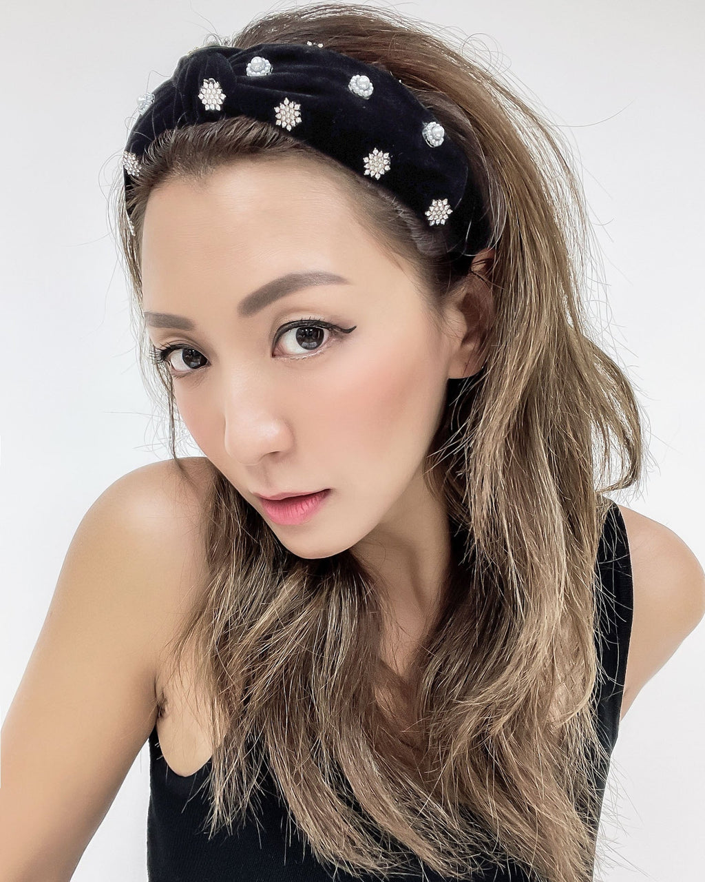 Copy of black velvet jeweled knot headband *pre-order*