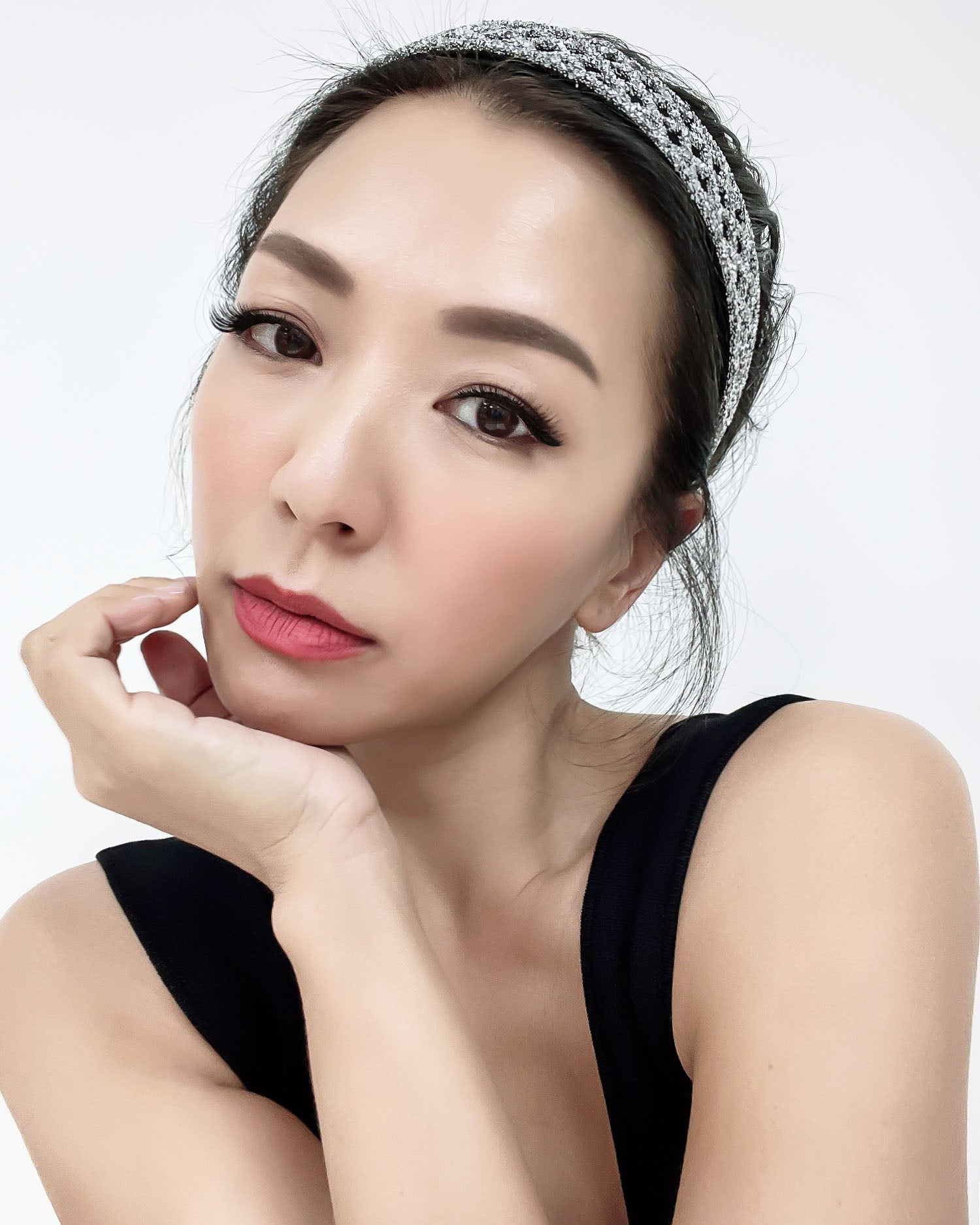 black glitter checkers headband *pre-order*