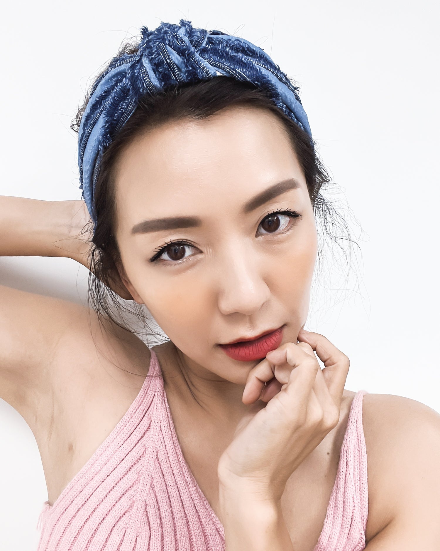 denim ripped twisted headband *pre-order*