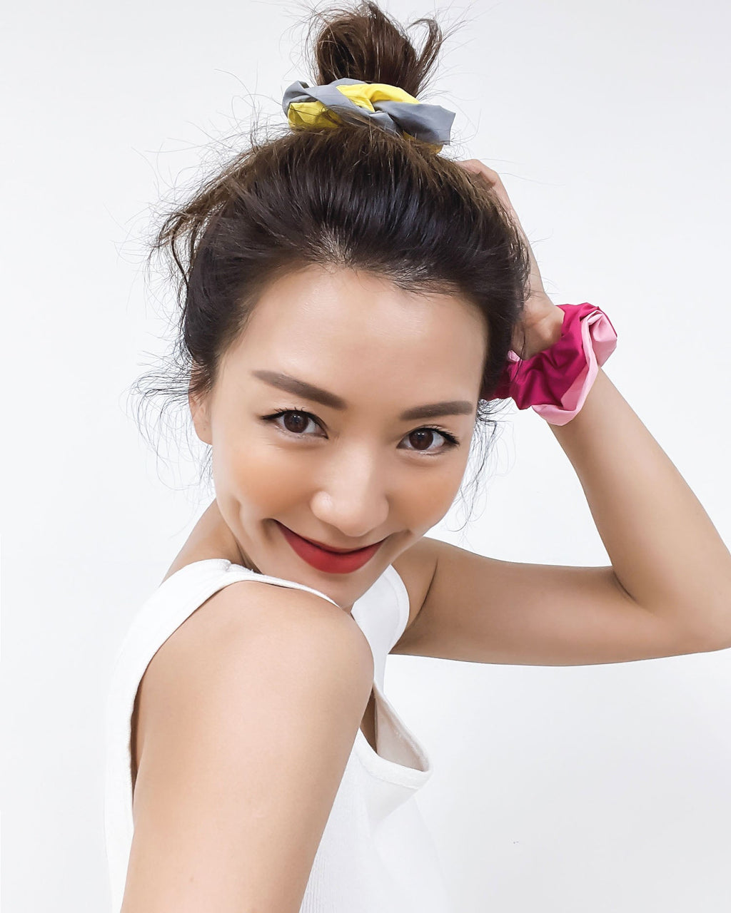 colour blocks ruched scrunchies