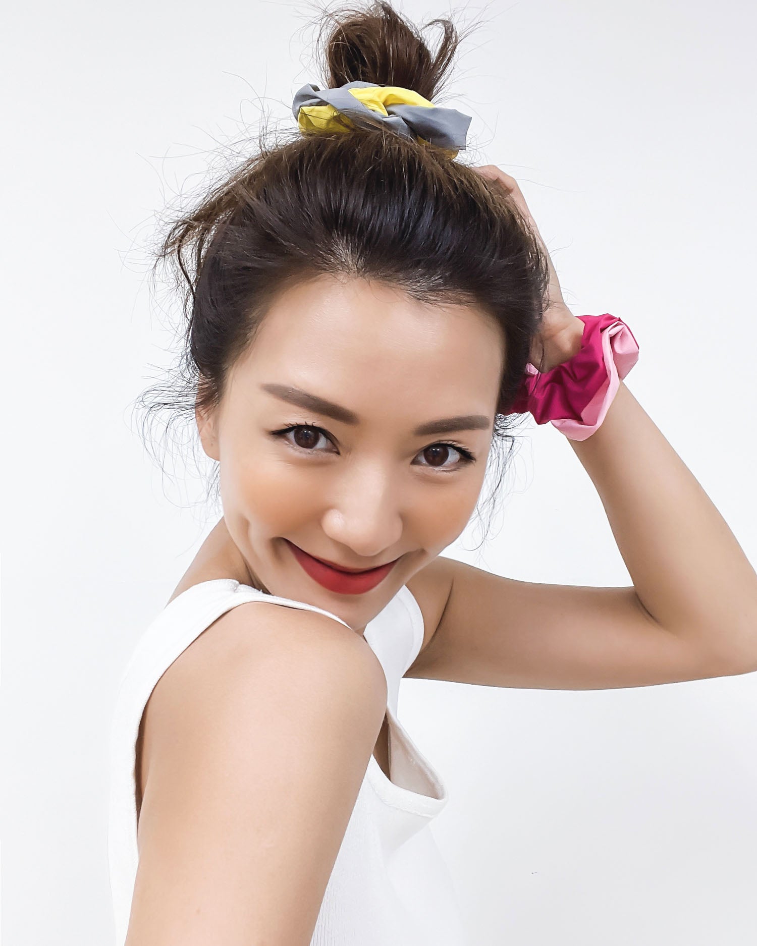 colour blocks ruched scrunchies