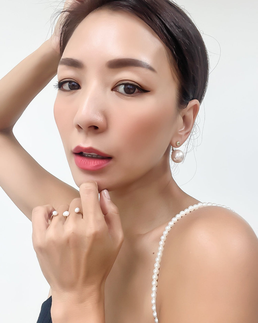 pearls gold piece ball earrings *pre-order*