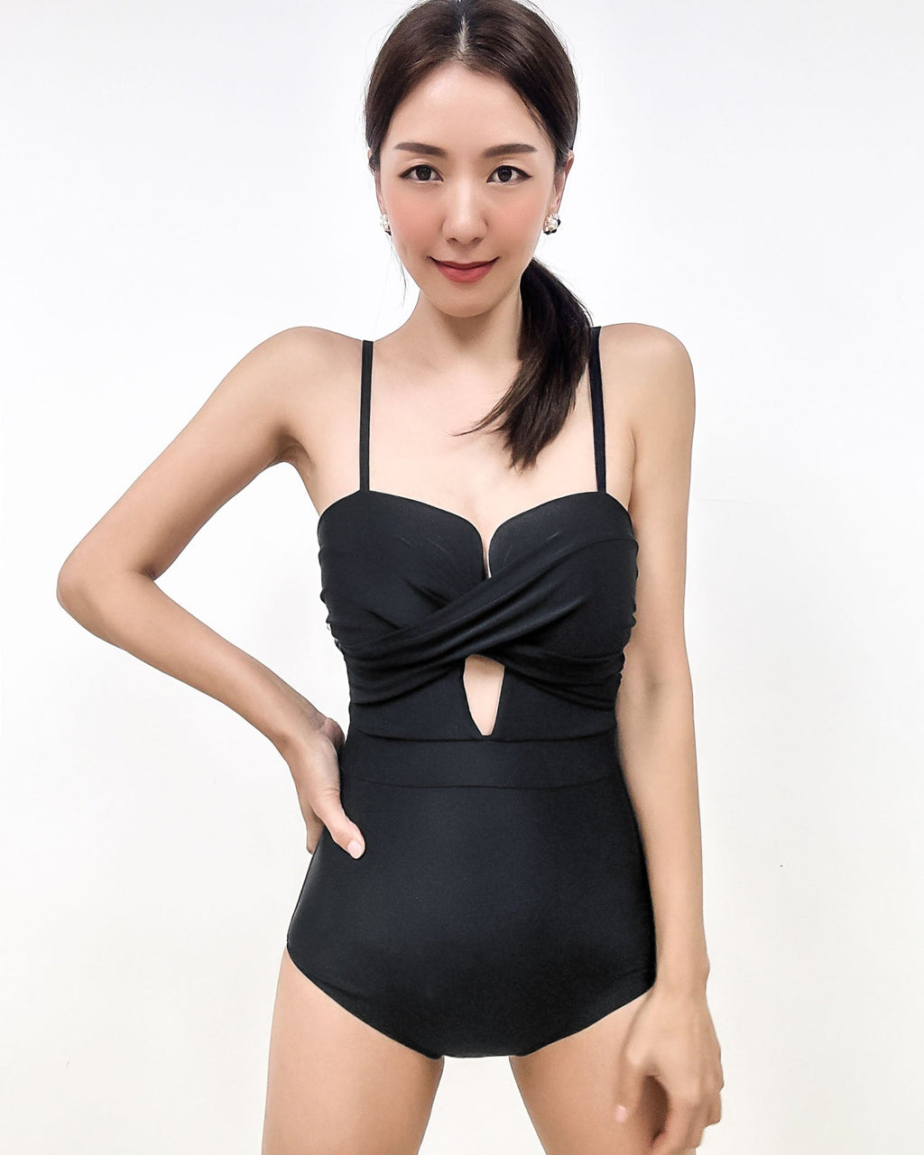 black plunge one-piece swimwear *pre-order*