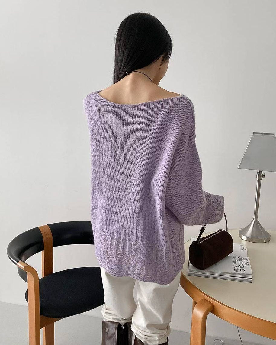 lilac crochet hem knitted top *pre-order*